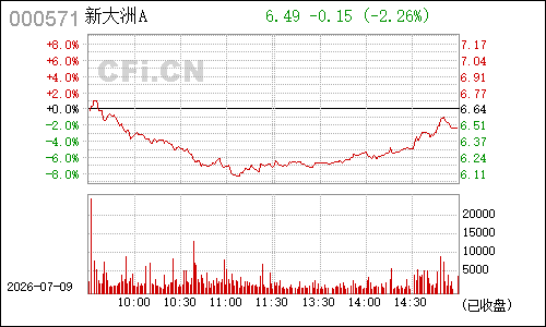 000571新大洲A分时行情