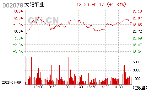 002078太阳纸业分时行情