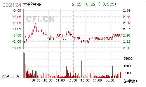 002124天邦股份分时行情