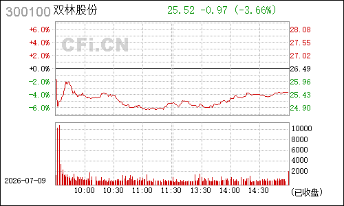 300100双林股份分时行情