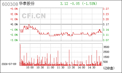 600308华泰股份分时行情