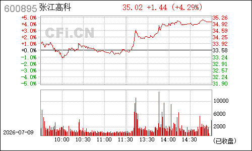 600895张江高科分时行情
